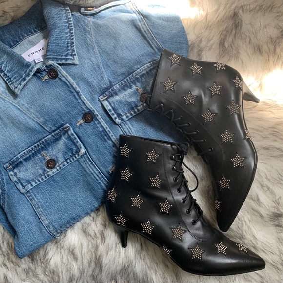 Saint Laurent Charlotte Star Leather Lace-Up Boots - Picture 4 of 7